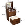 GDFStudio Holmen Modern 3 in 1 Vanity Desk with Plip Top Mirror, Makeup Stool and Storage - 3 of 4
