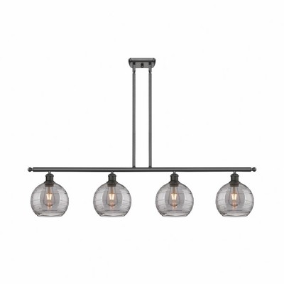 Athens Deco Swirl - 4 Light Island In Industrial Style-10 Inches Tall and 48 Inches Wide