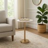 Elegant End Table, Side Table, or Small Night Stand for Room Decor - Bold Hammered Metal Bedside Table with Polished Marble Top for Small Spaces - 3 of 4