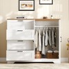 Garvee 43.3'' H Armoire Wardrobe Closet with 4 Drawers and 2 Doors, Hanging Rod, Multifunctional Wooden Dresser with Storage Closet - 2 of 4