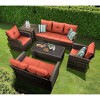 6pc Wicker Outdoor Conversation Set with Cushions - Orange - EDYO LIVING: Resin Rattan, Polyester Foam - 4 of 4