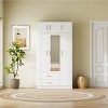 81.10Inch,3-Door Mirror Wardrobe with 2 Drawers and Top Cabinet,Gray - 3 of 4