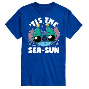 Men's - Lilo and Stitch - Tis the Sea-Sun Christmas Short Sleeve Graphic T-Shirt - 1 of 4