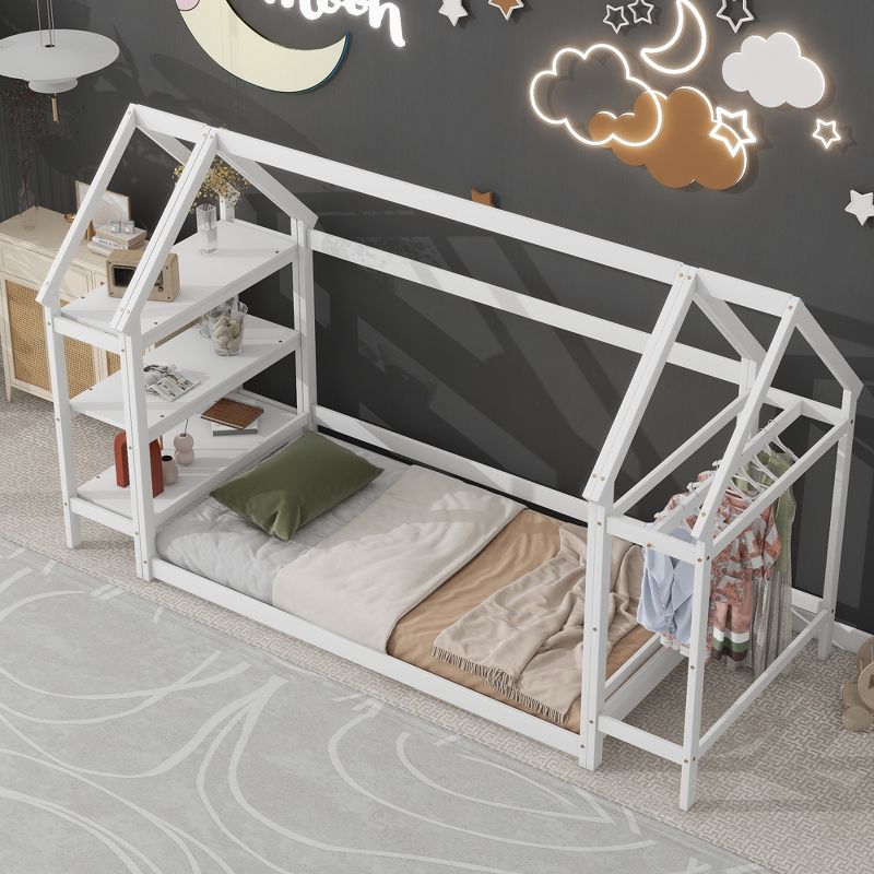 Twin Size House Shape Floor Bed with 2 Detachable Stands - ModernLuxe, 3 of 10
