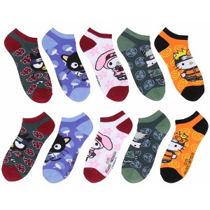 Hello Kitty X Naruto Socks Character Mash-Up Ankle No-Show Socks 5 Pair Pack - 1 of 4