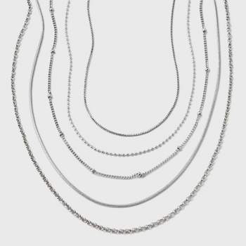 Multi-Strand 5 Row Dainty Chain Necklace - Universal Thread™ Silver