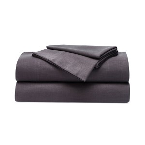 100% Cotton Linen Texture Vintage Wash Percale Deep Pocket Sheet Set by Blue Nile Mills - 1 of 4