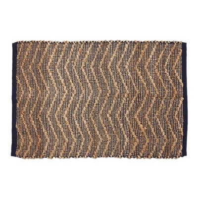 Design Imports Natural Jute Chevron - French Blue - 2 X 3 Ft