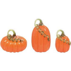 Transpac Glass 9.75 in. Orange Harvest Traditional Pumpkin Set of 3 - 1 of 2