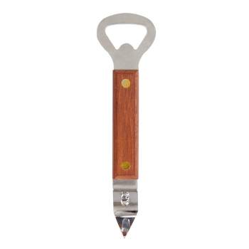 Bottle Punch Can Opener Stainless Steel Beer Bottle Opener Punch Bottle  Opener with Wood Handle for Manual Bottles Cans (2, Wood Color)