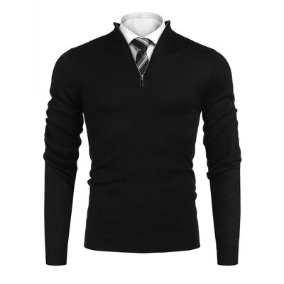 COOFANDY Men's Quarter Zip Up Sweaters Slim Fit Lightweight Mock Neck Pullover Casual Polo Sweaters