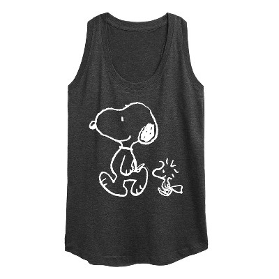 Women's Peanuts I'll Follow You Graphic Racerback Tank - Heather Charcoal - Medium