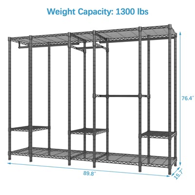 Black Extra Large Freestanding Wire Closet Rack with Adjustable Shelves