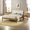 TiramisuBest Walnut 3-Piece Rubberwood Bedroom Set, Platform Bed with Two Nightstands, Queen - 2 of 4