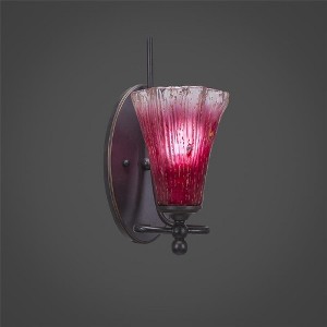 Toltec Lighting Capri 1 - Light Sconce in  Dark Granite with 5.5" Fluted Raspberry Crystal Shade - 1 of 1
