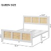 Platform Bed Frame with Cane Headboard, Boho Rattan Style, Strong Metal Slats, Noise-Free, No Box Spring Needed - 2 of 4