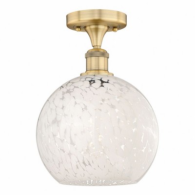 White Mouchette - 1 Light Semi-Flush Mount In Modern Style-11.88 Inches Tall and 10 Inches Wide