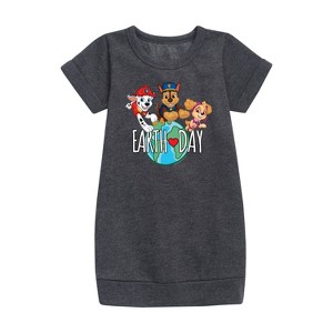 Girls' - Paw Patrol - Earth Day Globe Graphic Short Sleeve Fleece Dress - 1 of 4