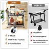 3-Shelf Grill Cart with Wheels, Outdoor Metal Food Prep and Pizza Oven Table Cart with Side Handle - 4 of 4