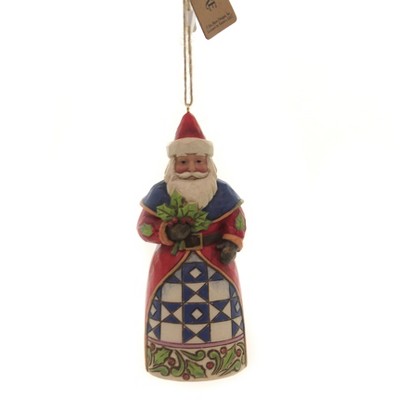 Jim Shore 4.5" Santa With Holly Ornament Christmas  -  Tree Ornaments