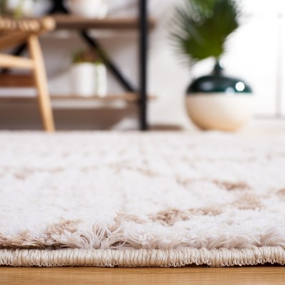 Ivory Beige Synthetic Flat Woven Square Area Rug