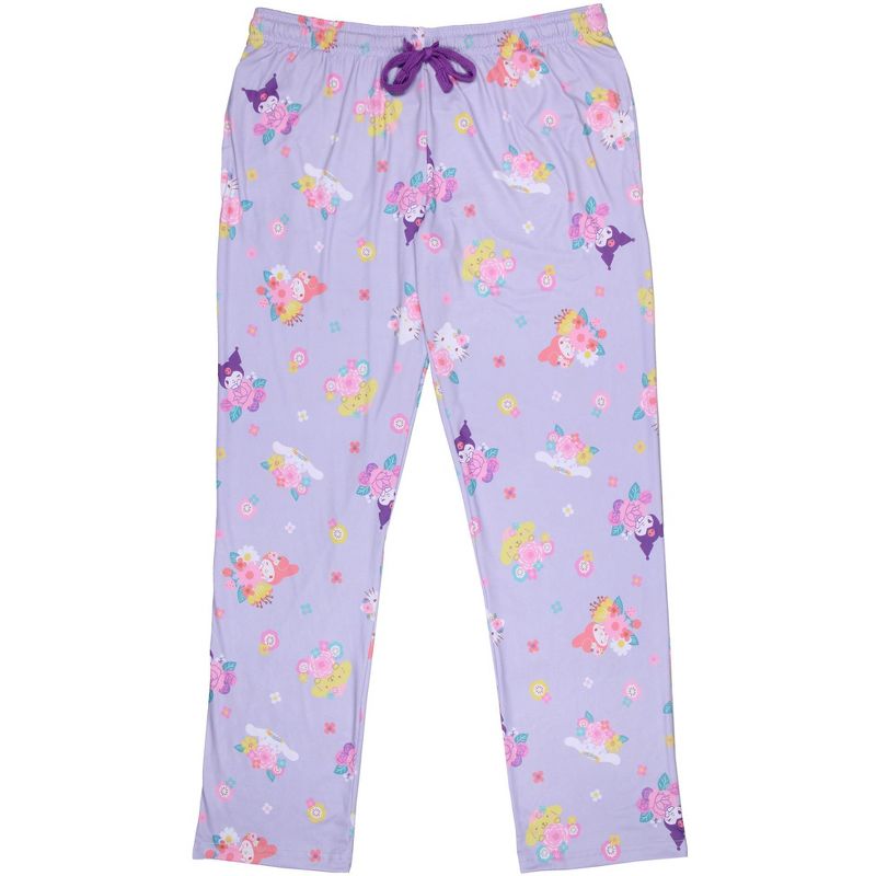 Women's Sanrio Hello Kitty And Friends My Melody Kuromi Floral Pajama Pants, 3 of 6