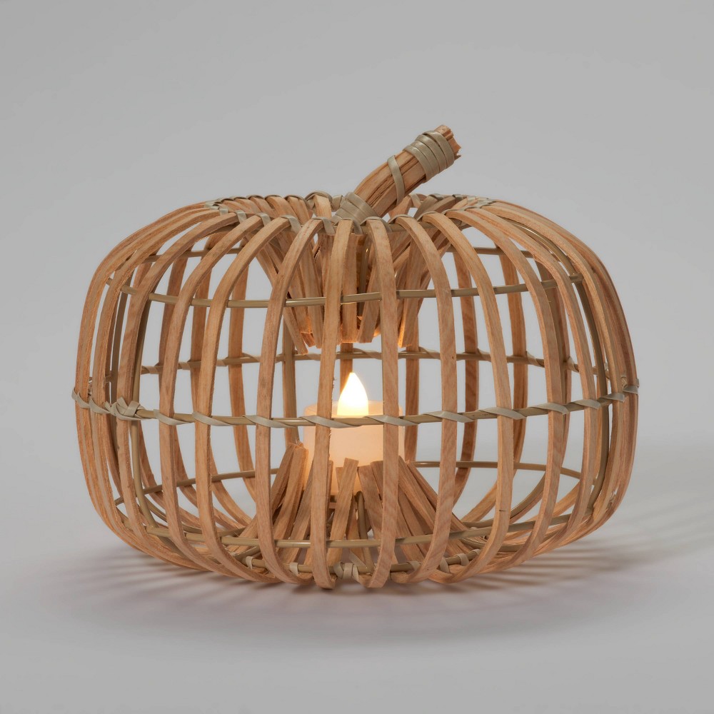 Harvest Light Up Woodchip Woven Medium Pumpkin - Hyde & EEK! Boutique™