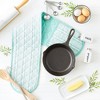 Design Imports  Double Stripe Oven Mitt Set Aqua 35X7.5" - 4 of 4