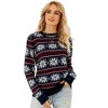 Coolmee Women's Sweaters Casual Crewneck Long Sleeve Snowflake Cable Knit Pullover Sweater Tops - 2 of 4