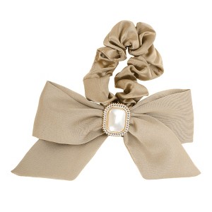 Unique Bargains Elegant Flower Pearl Ribbon Hair Elastic Band 1 Pc - 1 of 4