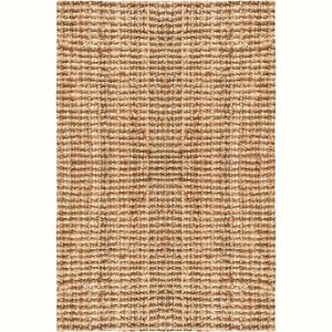 Delara Hand-Woven 100% Jute Area Rug, Easy-Clean Tightly Woven Natural Fiber, Non-Slip, Ideal for High-Traffic Areas - 1 of 4