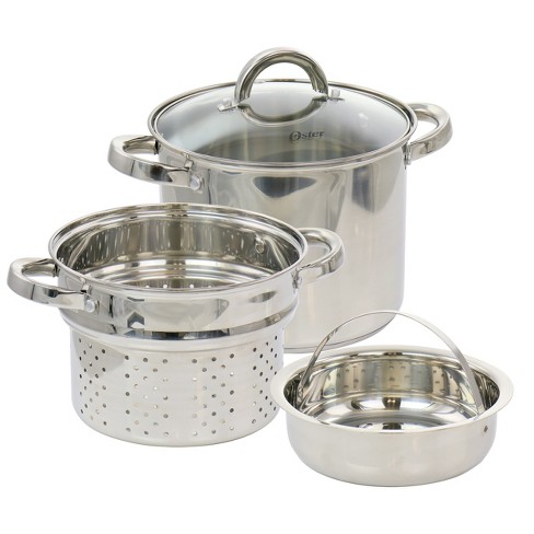 Oster Sangerfield 4 Piece 5 Quart Stainless Steel Pasta Pot With Lid :  Target