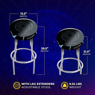 Arcade1Up Midway Mortal Kombat Adjustable Stool with Leg Extenders, Padded Seat, and Chrome Steel Finish for Home, Bar Stools, and Video Game Chairs