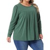 Agnes Orinda Women's Plus Size Loose Long Sleeve Dressy Pleated Round Neck Casual Blouses - 2 of 4