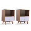 Sevobal Nightstands Set Of 2 Elegant Low Foot Bedside Table With Drawer, Open Compartment, And Pine Wood Legs, original wood color, 21.4"*15.8"*11.9" - 4 of 4