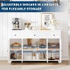 55" Sideboard Buffet Cabinet, Minimalist Kitchen Storage Cabinet with 3 Drawers & 4 Doors, Buffet Console Table Coffee Bar with Adjustable Shelf - 4 of 4