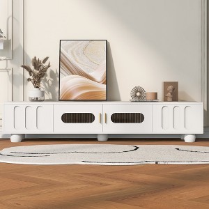 HDZNVF Modern TV Stand for TVs up to 80 Inches, Entertainment Center with Glass Door, 2 Drawers and Cabinets - 1 of 4