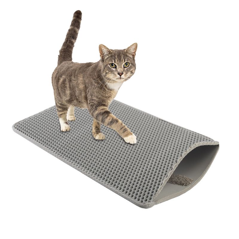 PETMAKER 24x15-Inch Double-Layer Waterproof Cat Litter Mat (Gray), 1 of 8