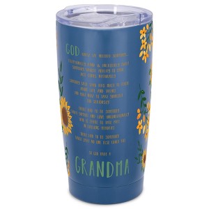 Elanze Designs 20 oz Stainless Steel On the Go Insulated Travel Tumbler With Push Top Lid, God Made a Grandma Sunflower Blue - 1 of 4
