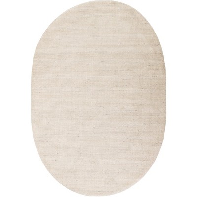 Ivory Oval Hand-Knotted Wool Indoor Rug 6' x 9'