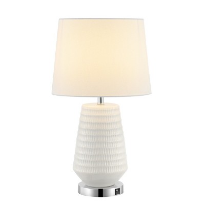 Stark White Textured Ceramic Table Lamp with Empire Shade