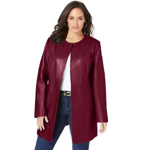 Jessica London Women's Plus Size Leather Blazer - 1 of 4