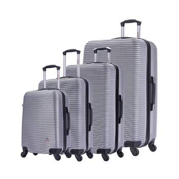 Skyline Hardside Checked 4pc Luggage Set - Brushed Nickel