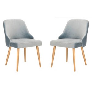 Set of 2 Lulu Upholstered Dining Chair Slate Blue/Gold - Safavieh, Grey Blue