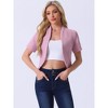 INSPIRE CHIC Women's Casual Open Front 3/4 Sleeve Collarless Business Blazer Cardigan - 4 of 4