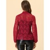 INSPIRE CHIC Women's See Through Mock Neck Long Sleeve Floral Lace Blouse - 4 of 4
