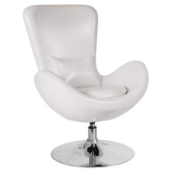 Merrick Lane High-Back Egg Style Lounge Chair With 360° Swivel Metal Base