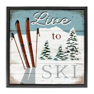 Stupell Industries Live To Ski Rustic Snow Sports, 18" x 18" - 1 of 4