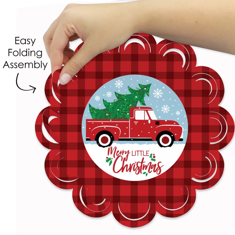 Big Dot of Happiness Merry Little Christmas Tree - Red Truck Christmas Party Round Table Decorations - Paper Chargers - Place Setting For 12, 5 of 9