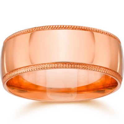 Pompeii3 9mm Milgrain 14K Rose Gold Polished Wedding Band